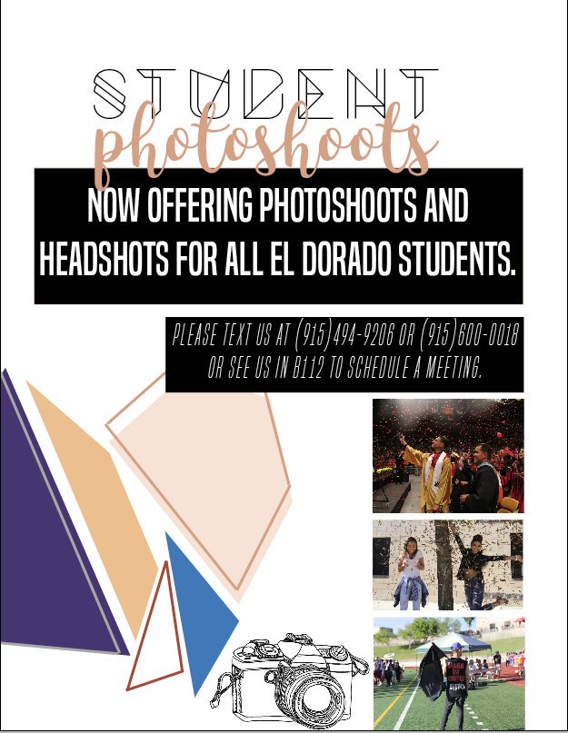 Now Offering Photo shoots And Headshots For All El Dorado Students