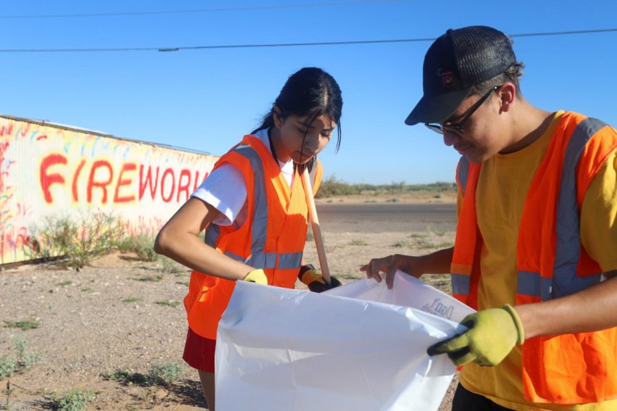 On Sept. 28, an Adopt-a-Highway cleanup was held at Montana Ave. where senior Aixarret Hernandez helped pick up litter build-up. Aixarret has been able to be a part of It’s Your World and many other projects to help out the community through her CAS projects.. “For CAS I started two of my own projects, Equal Life and Love for Elders, and I’m a part of two others, which are Cleats for Kidsand It’s Your World.”