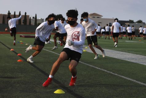 The Aztecs practice multiple drills on Sept. 10 at the practice field