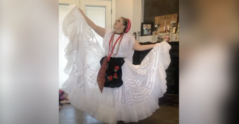 Folklorico teacher Merida De Leon dances in the Aztecs Got Talent show