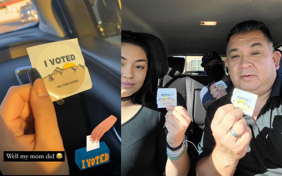 Junior Andreana Cadena and senior Mia Cordero posted photos of their I Voted stickers on social media Nov. 3, Election Day. 