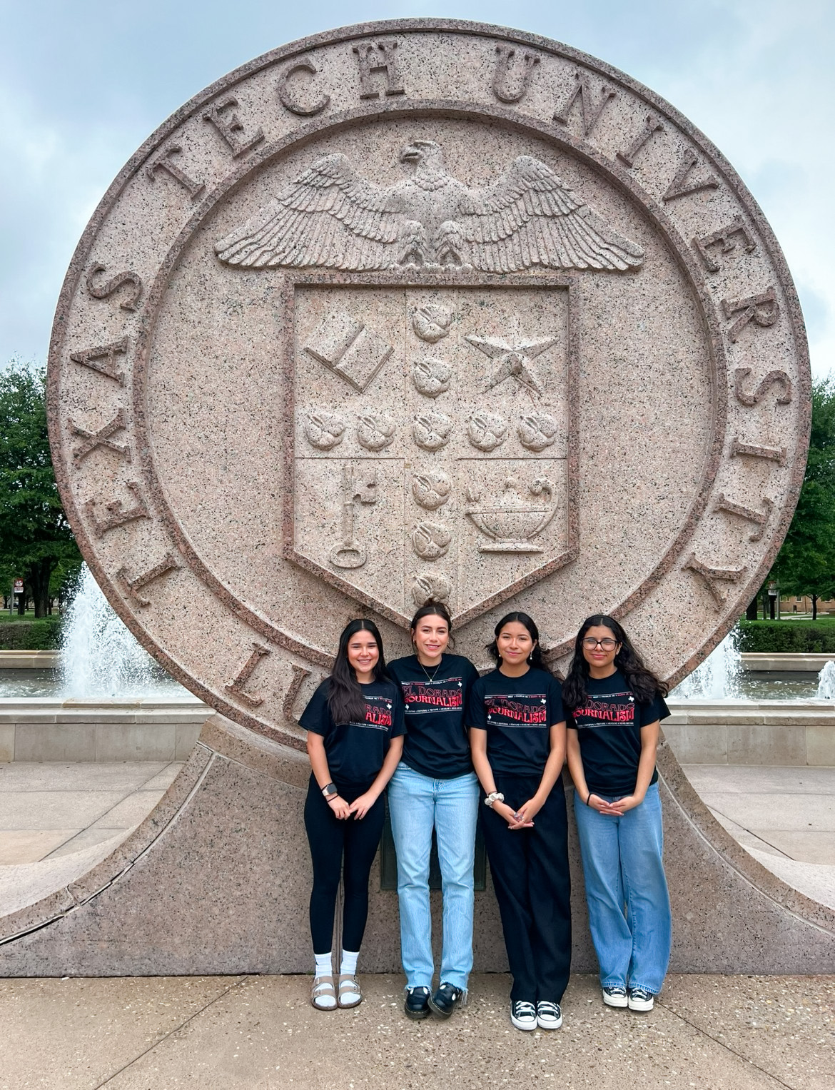 Raider Smiles. Smiling brightly at the camera, juniors Iratze Rede, Aliana Acuna, Miley Pinon and Frida Estrada take a picture at Texas Tech University after competing in the UIL regional competition. Cramming last-minute practices between the competitions, the girls prepared more than ever. “I loved being surrounded by my favorite people,” Acuna said. “I honestly felt a mix of emotions because I felt confident in some of my responses but I am so happy I accomplished one of my biggest goals.” 